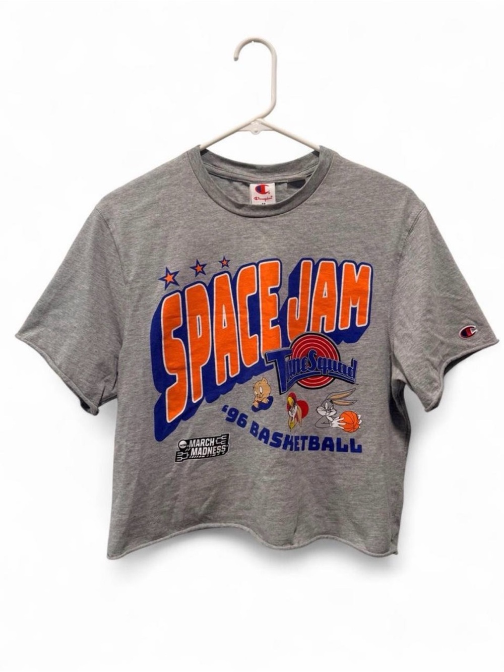 Champion Gray Space Jam Graphic Tee with Orange & Blue Print